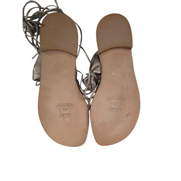 Stuart Weitzman Metallic Leather Lace-Up Sandals Womens Size 6 - Picture 3 of 5